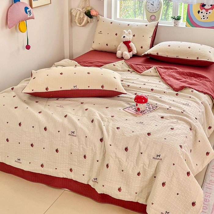 91家纺网 家纺一手货源 找家纺 （总）利禾家纺 2026春夏新款泡芙纱简约四件套夏被四件套夏凉被空调被