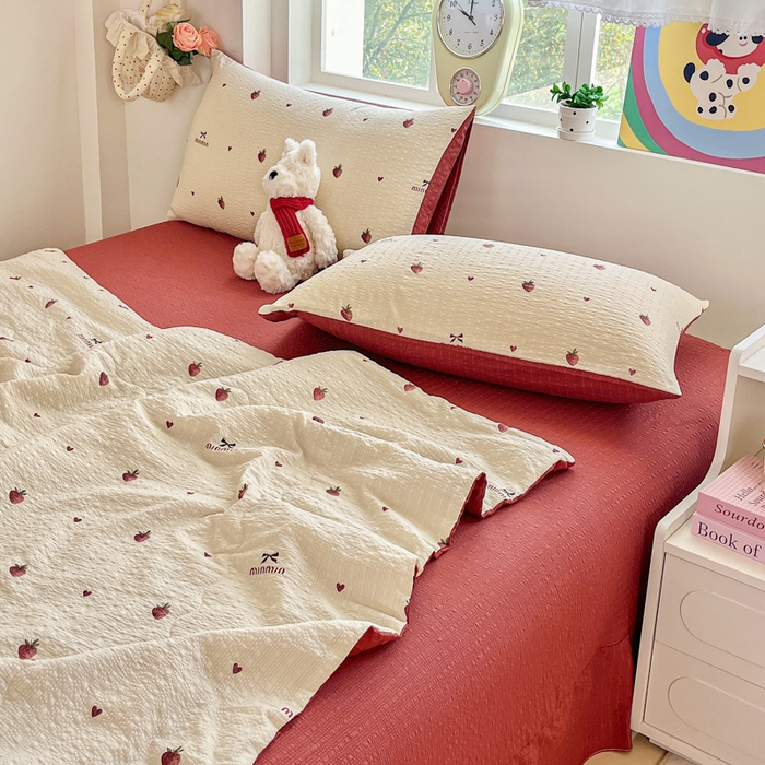 91家纺网 家纺一手货源 找家纺 （总）利禾家纺 2026春夏新款泡芙纱简约四件套夏被四件套夏凉被空调被