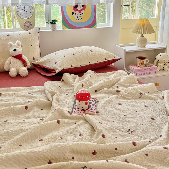 91家纺网 家纺一手货源 找家纺 （总）利禾家纺 2026春夏新款泡芙纱简约四件套夏被四件套夏凉被空调被