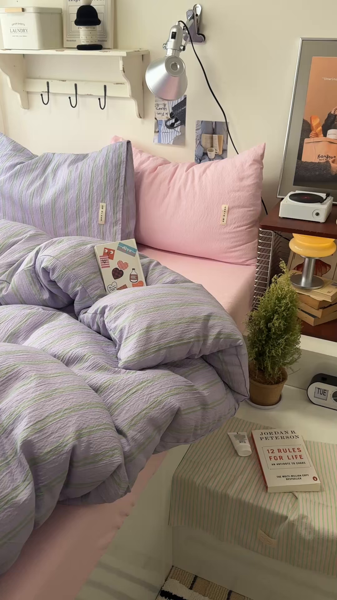 91家纺网 家纺一手货源 找家纺 阿曼达 2026春夏新款简约美式条纹混搭四件套 美式休闲-柔紫条