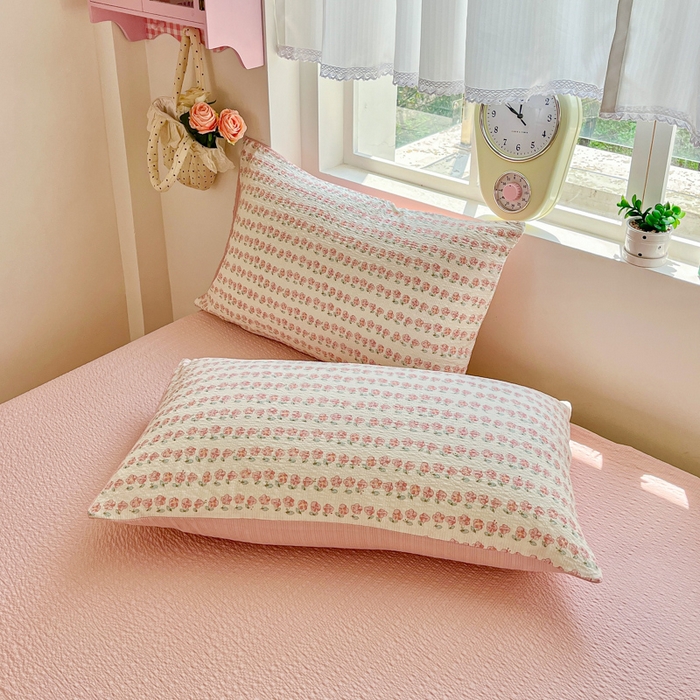 91家纺网 家纺一手货源 找家纺 利禾家纺 2026春夏新款泡芙纱简约四件套夏被四件套夏凉被空调被 花海-简约