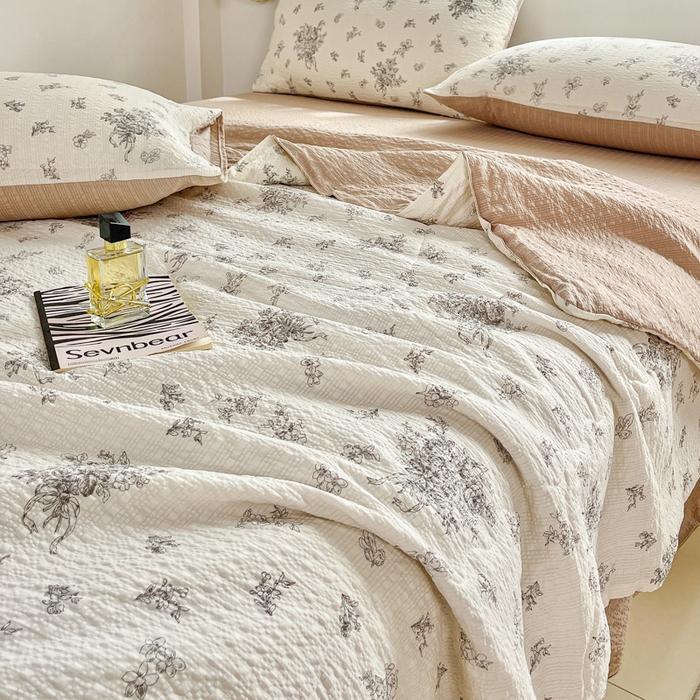 91家纺网 家纺一手货源 找家纺 利禾家纺 2026春夏新款泡芙纱简约四件套夏被四件套夏凉被空调被 南洋-简约