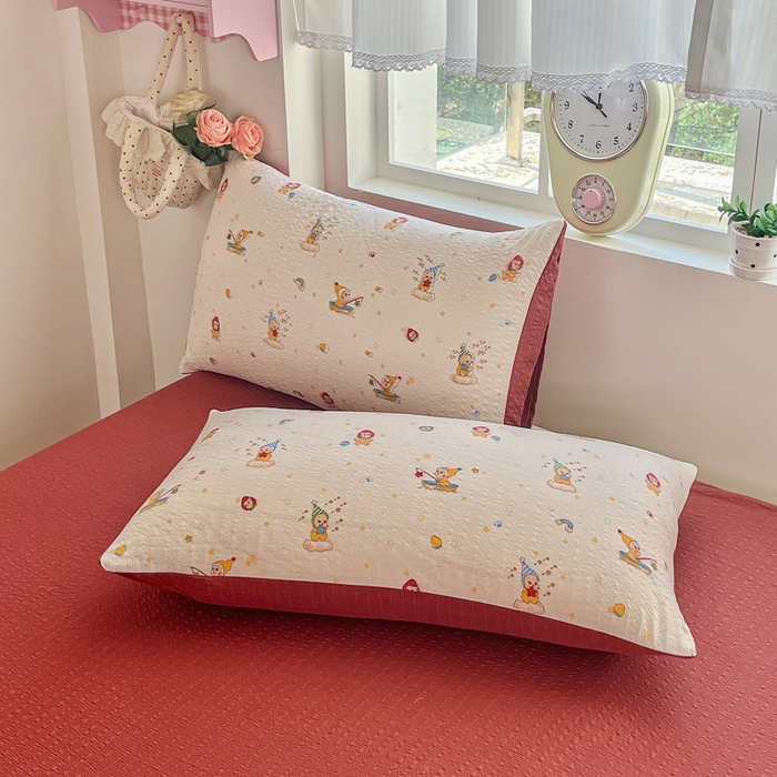 91家纺网 家纺一手货源 找家纺 利禾家纺 2026春夏新款泡芙纱简约四件套夏被四件套夏凉被空调被 星星人-简约