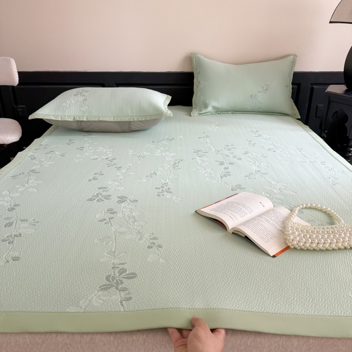 91家纺网 家纺一手货源 找家纺 （总）吾欢心 2026新款高端复合三明治PE乙纶双面提花高克重凉席三件套浅夏系列