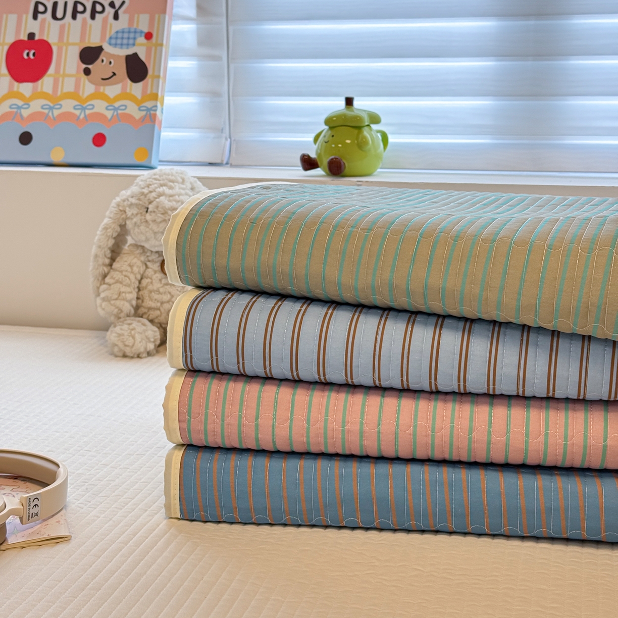 91家纺网 家纺一手货源 找家纺 慕尚家纺 2026新款简约风条纹床盖三件套 组合图（仅供展示不可下单）