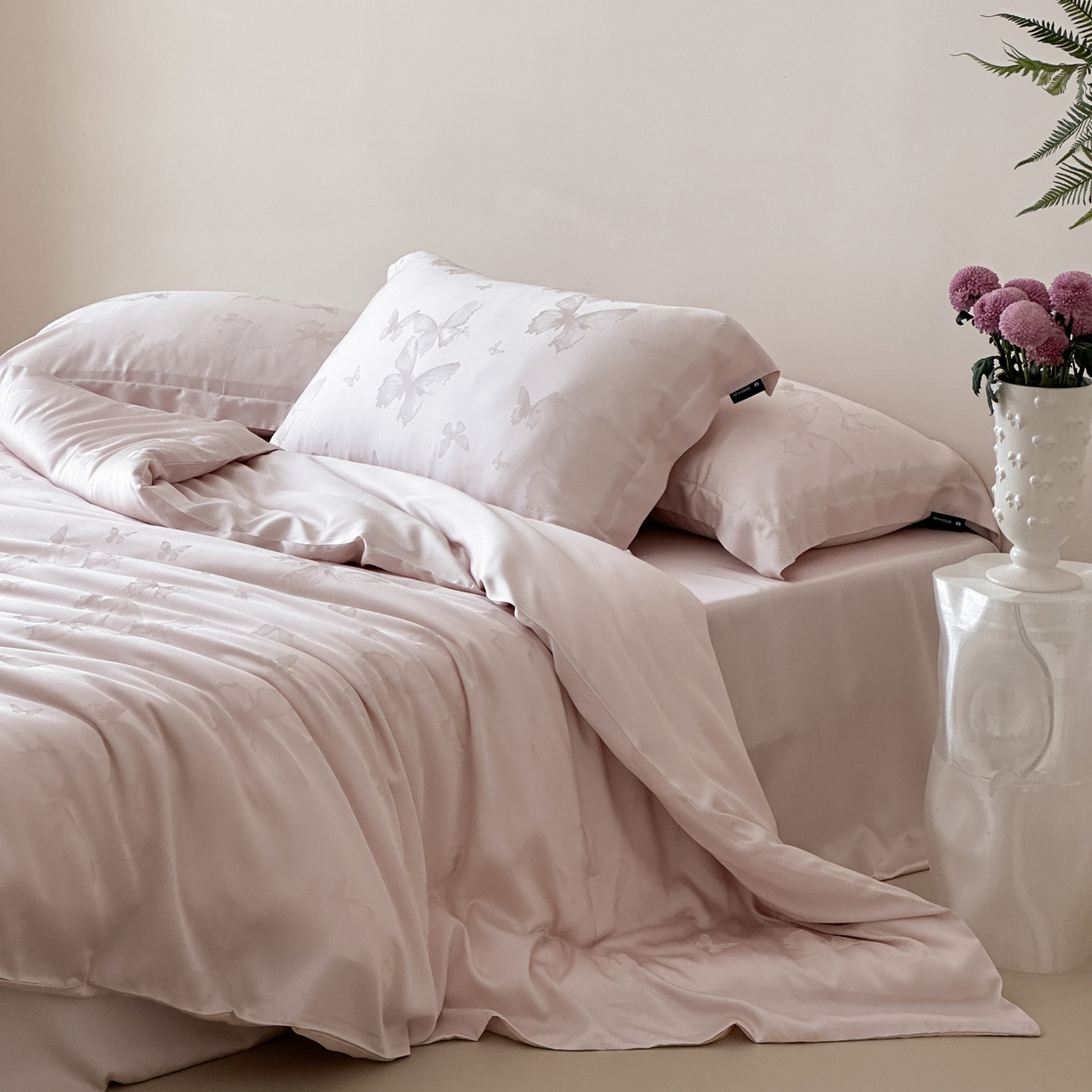 三味舒屋 2026新款60s天丝提花四件套-盛钦 盛钦蝶粉