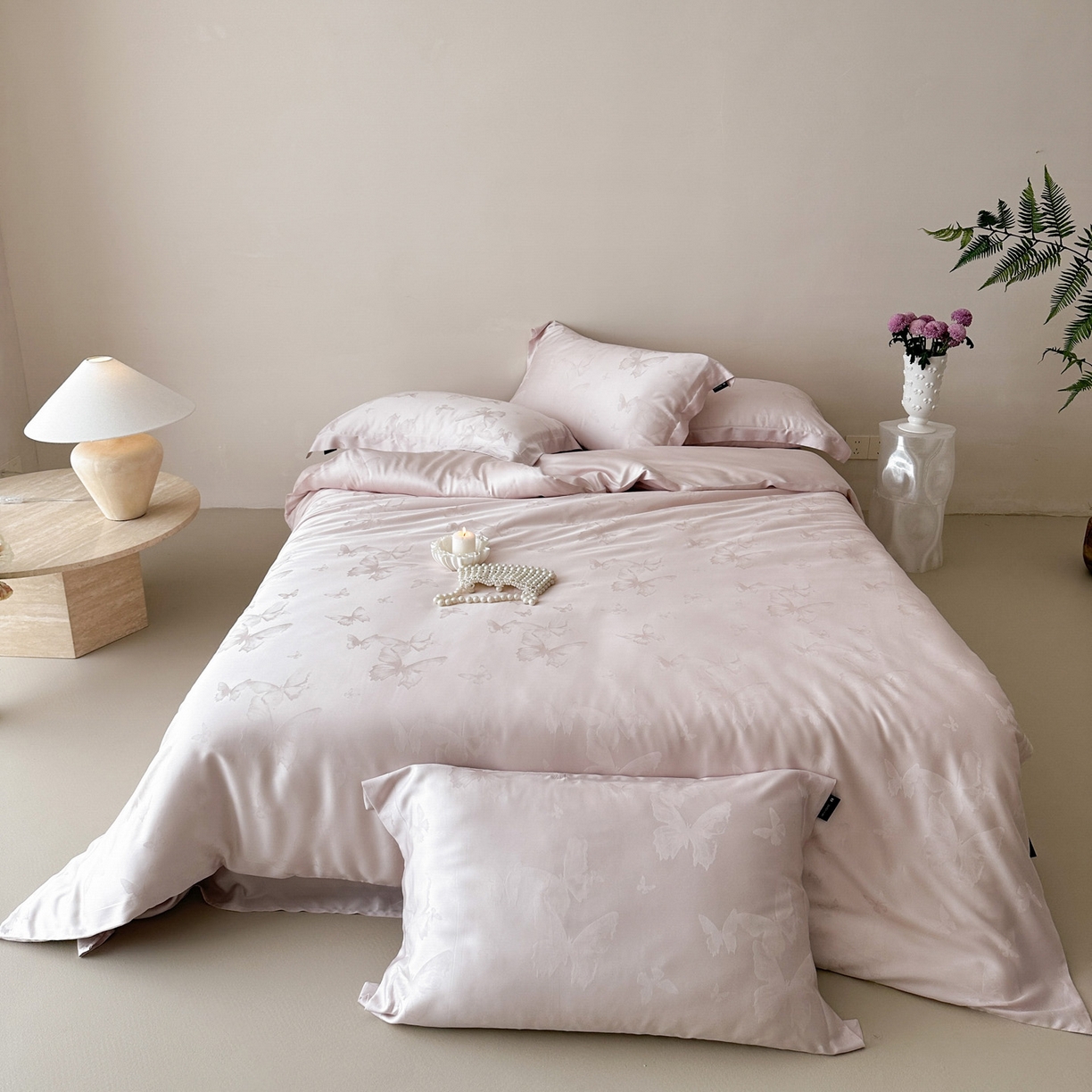 91家纺网 家纺一手货源 找家纺 三味舒屋 2026新款60s天丝提花四件套-盛钦 盛钦蝶粉