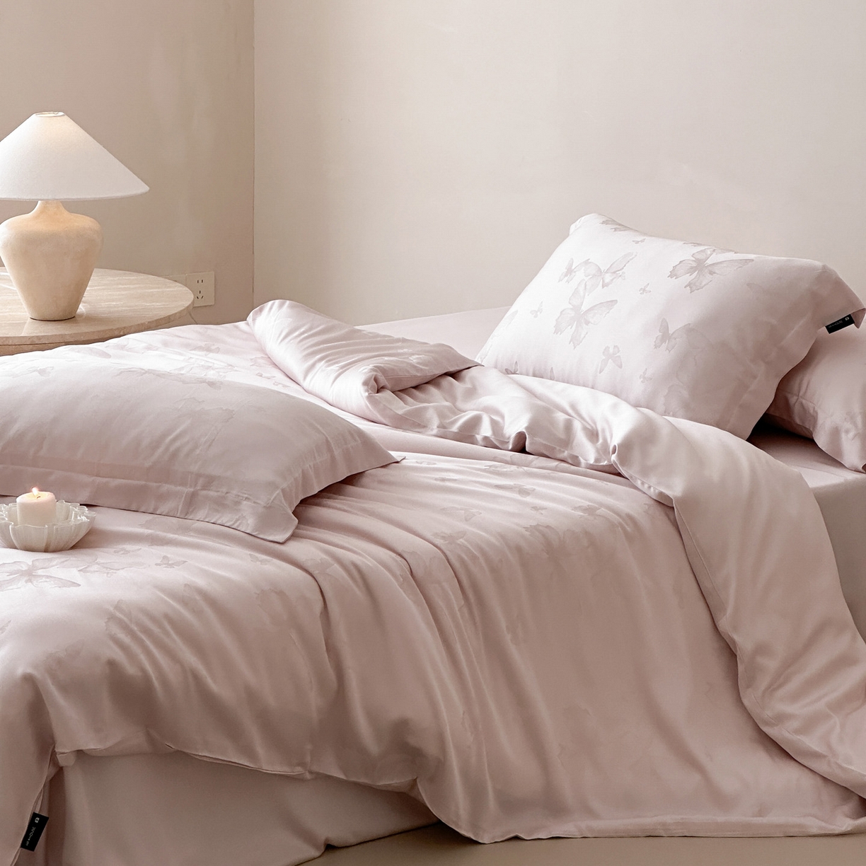 91家纺网 家纺一手货源 找家纺 三味舒屋 2026新款60s天丝提花四件套-盛钦 盛钦蝶粉