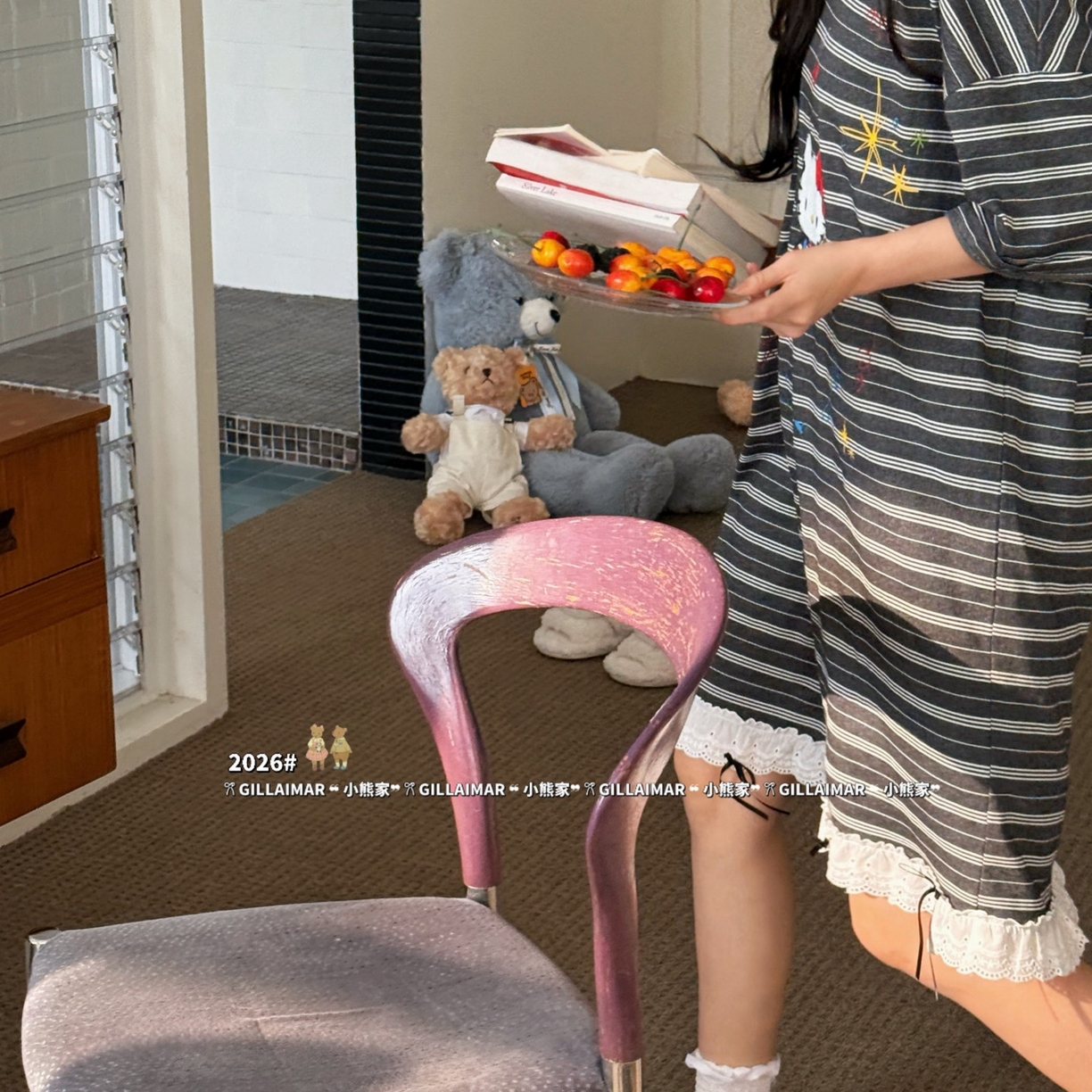 91家纺网 家纺一手货源 找家纺 妍景家居生活馆 2026新款莱赛尔冰丝棉睡裙-无忧KT 无忧KT-深灰