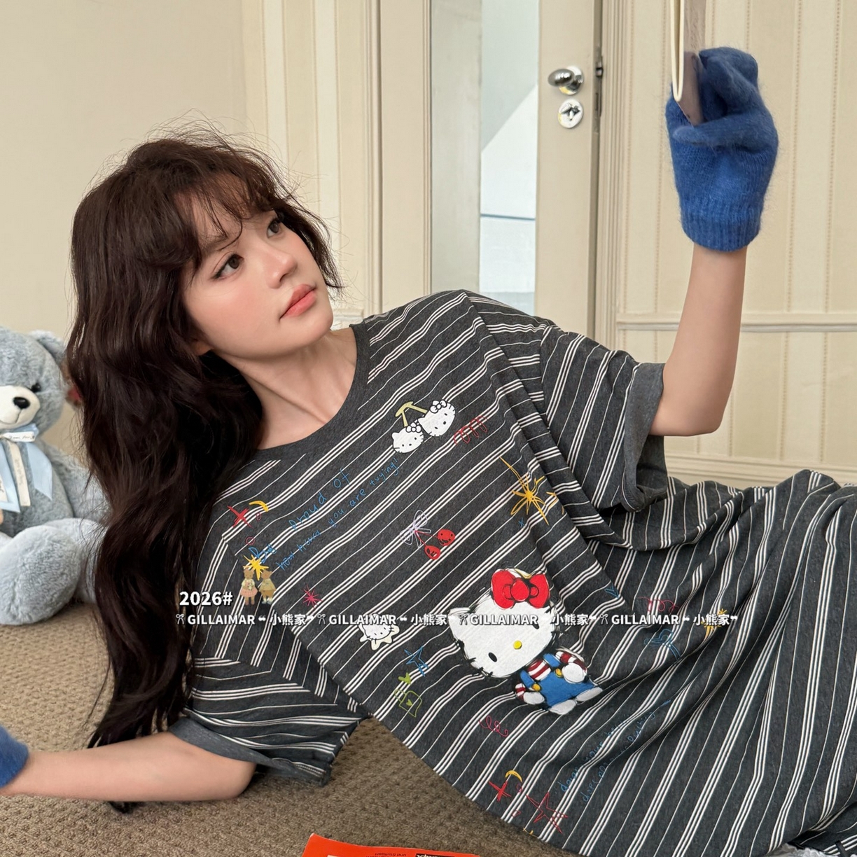 91家纺网 家纺一手货源 找家纺 妍景家居生活馆 2026新款莱赛尔冰丝棉睡裙-无忧KT 无忧KT-深灰