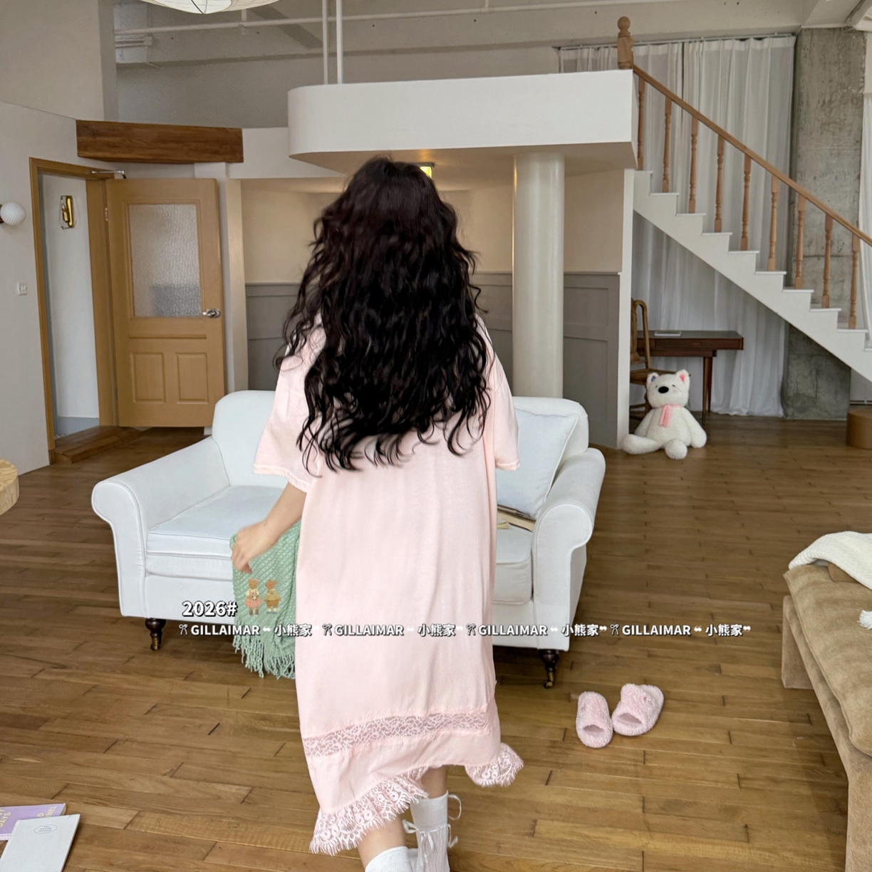 91家纺网 家纺一手货源 找家纺 （总）妍景家居生活馆 2026新款莱赛尔冰丝棉睡裙-星星小狗T