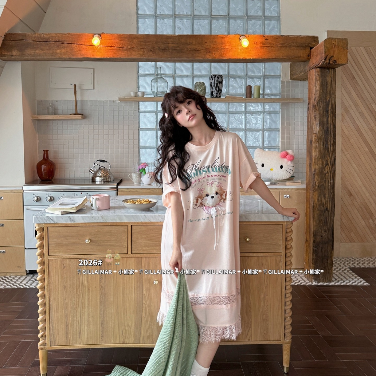 （总）妍景家居生活馆 2026新款莱赛尔冰丝棉睡裙-星星小狗T