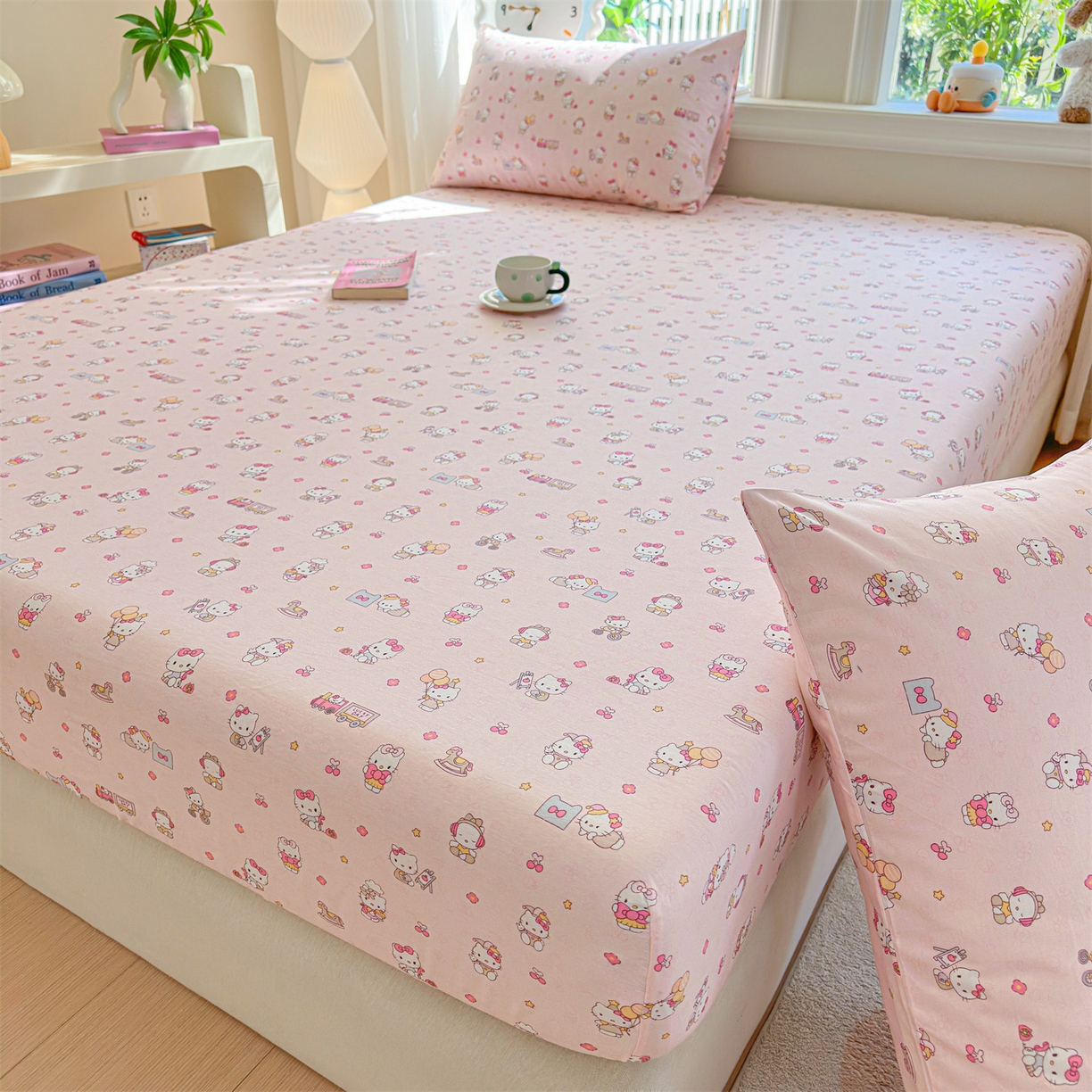 91家纺网 家纺一手货源 找家纺 女子家纺 2026新款全棉纯棉印花卡通单床笠 呆萌乐园