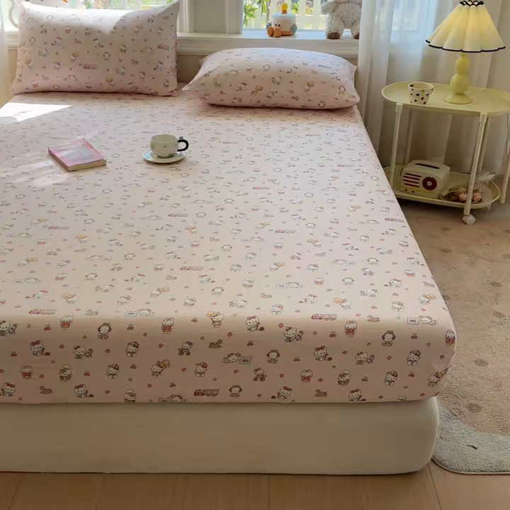 91家纺网 家纺一手货源 找家纺 女子家纺 2026新款全棉纯棉印花卡通单床笠 呆萌乐园