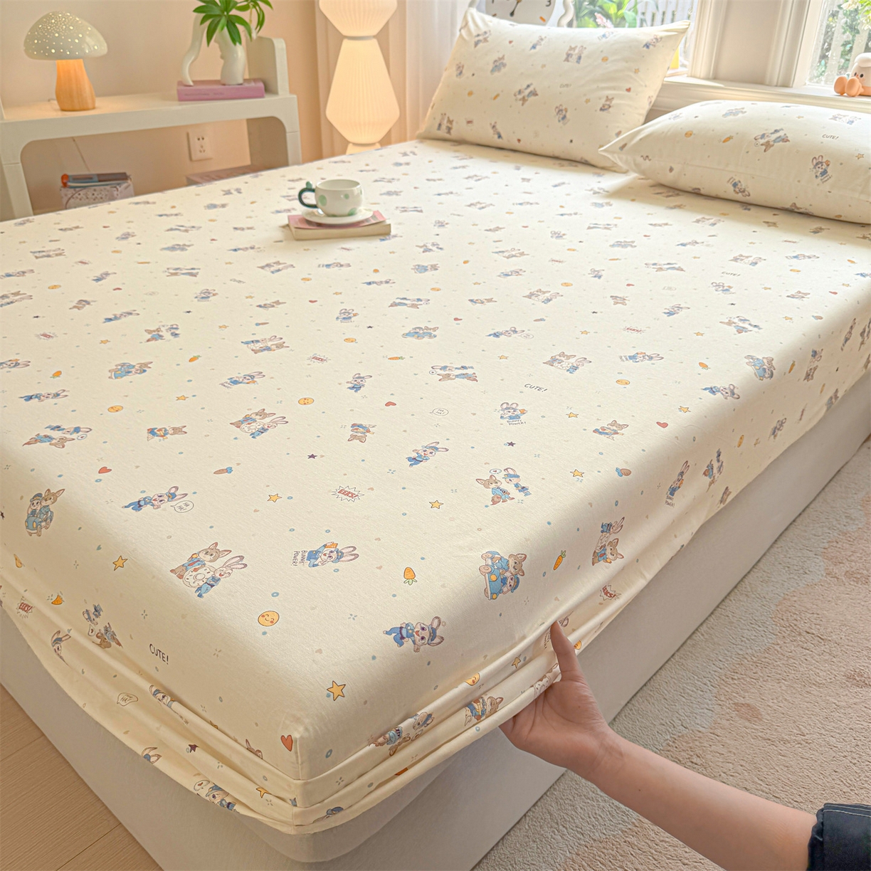 91家纺网 家纺一手货源 找家纺 女子家纺 2026新款全棉纯棉印花卡通单床笠 动物城