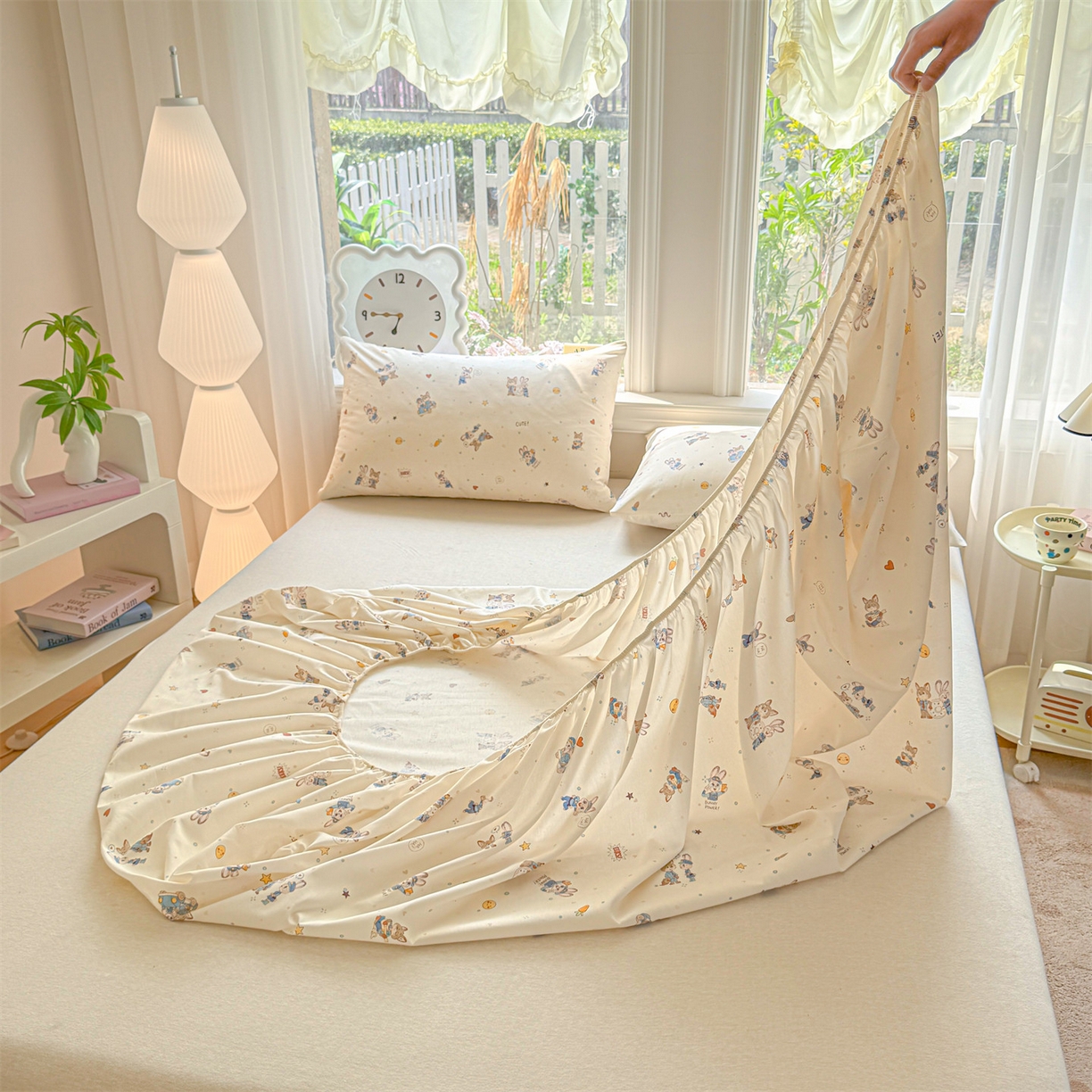 91家纺网 家纺一手货源 找家纺 女子家纺 2026新款全棉纯棉印花卡通单床笠 动物城