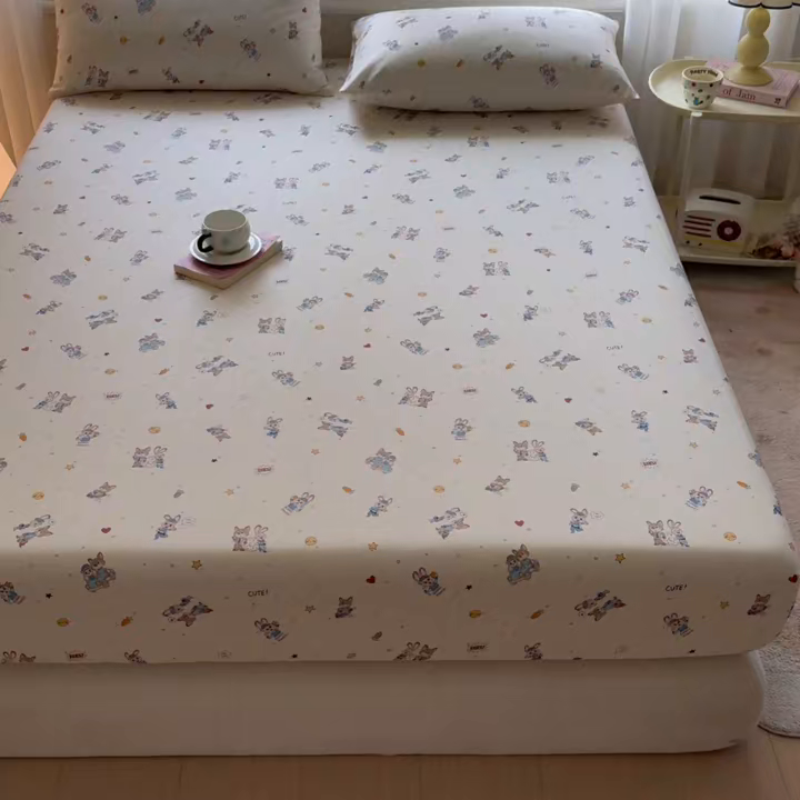 91家纺网 家纺一手货源 找家纺 女子家纺 2026新款全棉纯棉印花卡通单床笠 动物城