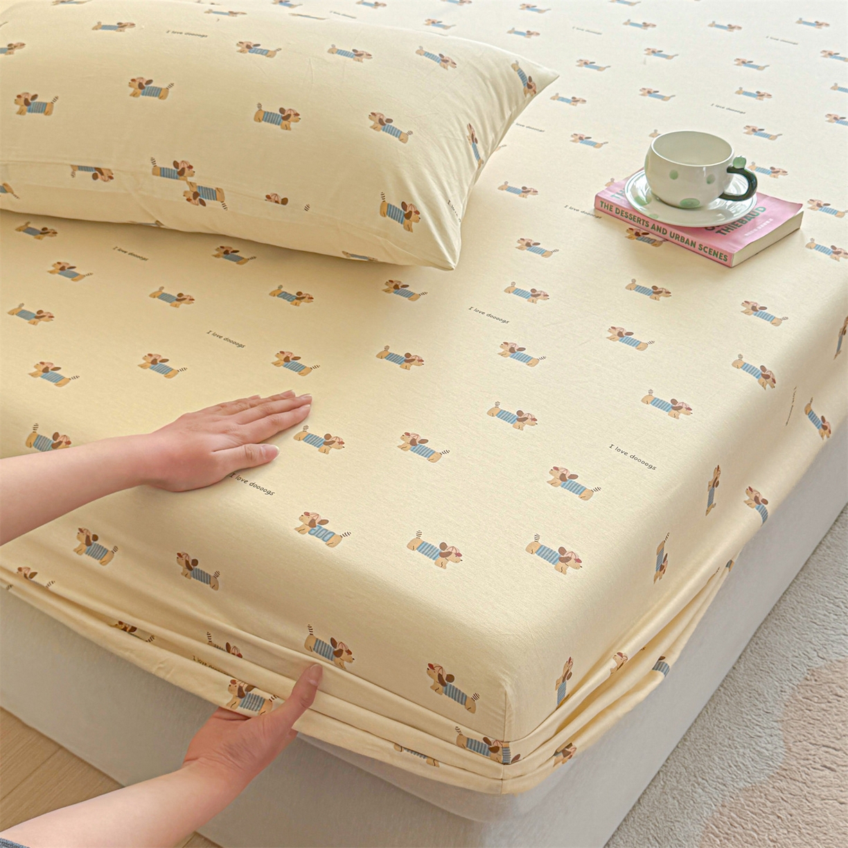 91家纺网 家纺一手货源 找家纺 女子家纺 2026新款全棉纯棉印花卡通单床笠 克里斯-米