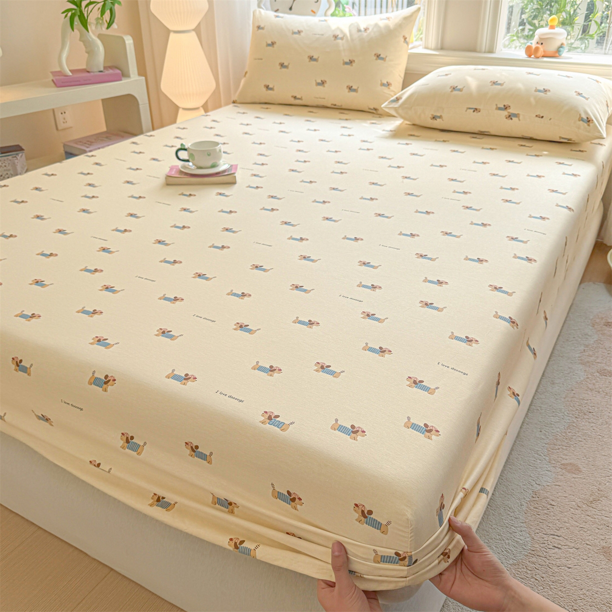 91家纺网 家纺一手货源 找家纺 女子家纺 2026新款全棉纯棉印花卡通单床笠 克里斯-米