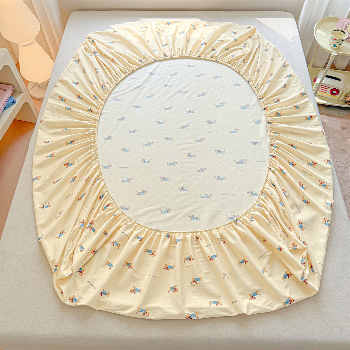 91家纺网 家纺一手货源 找家纺 女子家纺 2026新款全棉纯棉印花卡通单床笠 克里斯-米