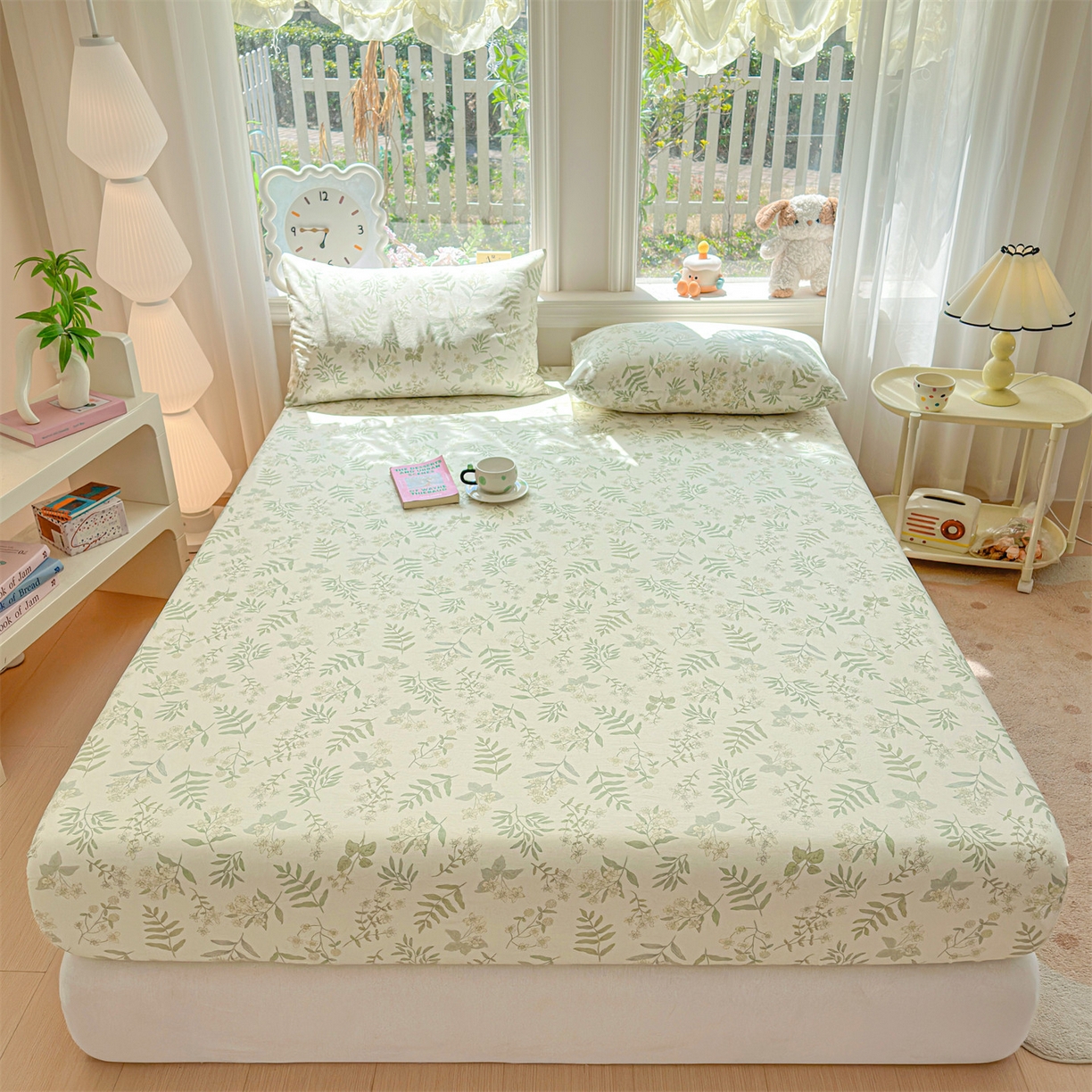 91家纺网 家纺一手货源 找家纺 女子家纺 2026新款全棉纯棉印花卡通单床笠 绿茵