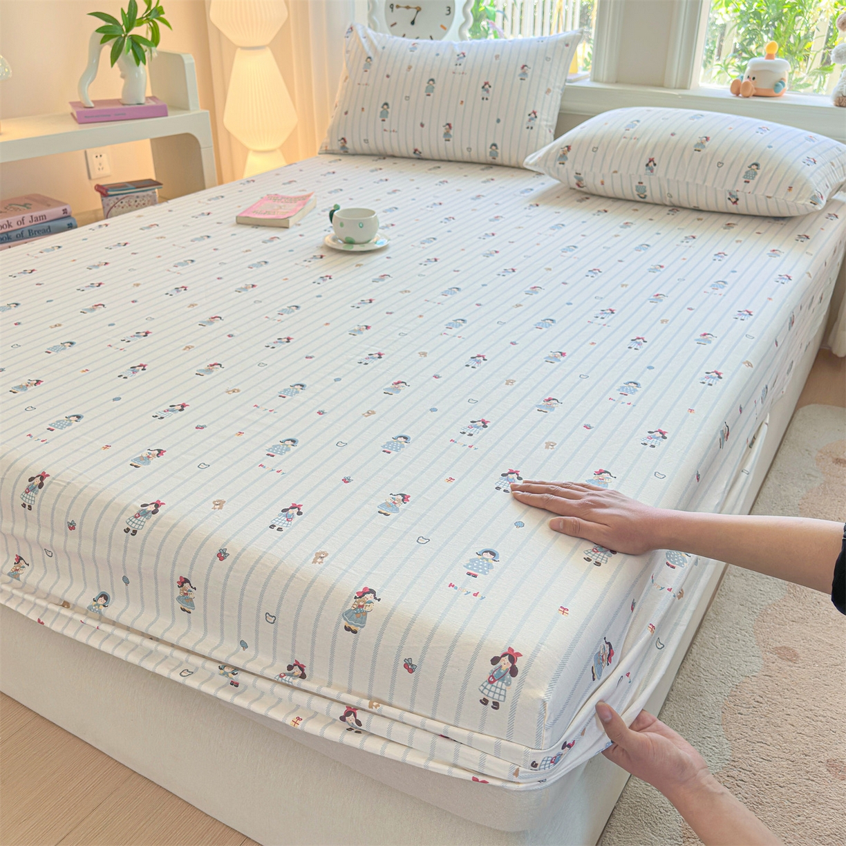 女子家纺 2026新款全棉纯棉印花卡通单床笠 少女日记