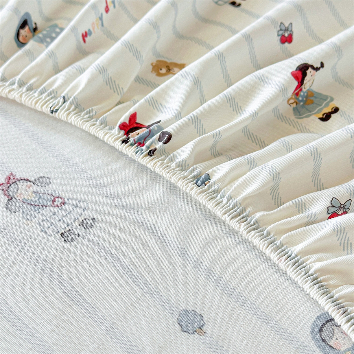 91家纺网 家纺一手货源 找家纺 女子家纺 2026新款全棉纯棉印花卡通单床笠 少女日记