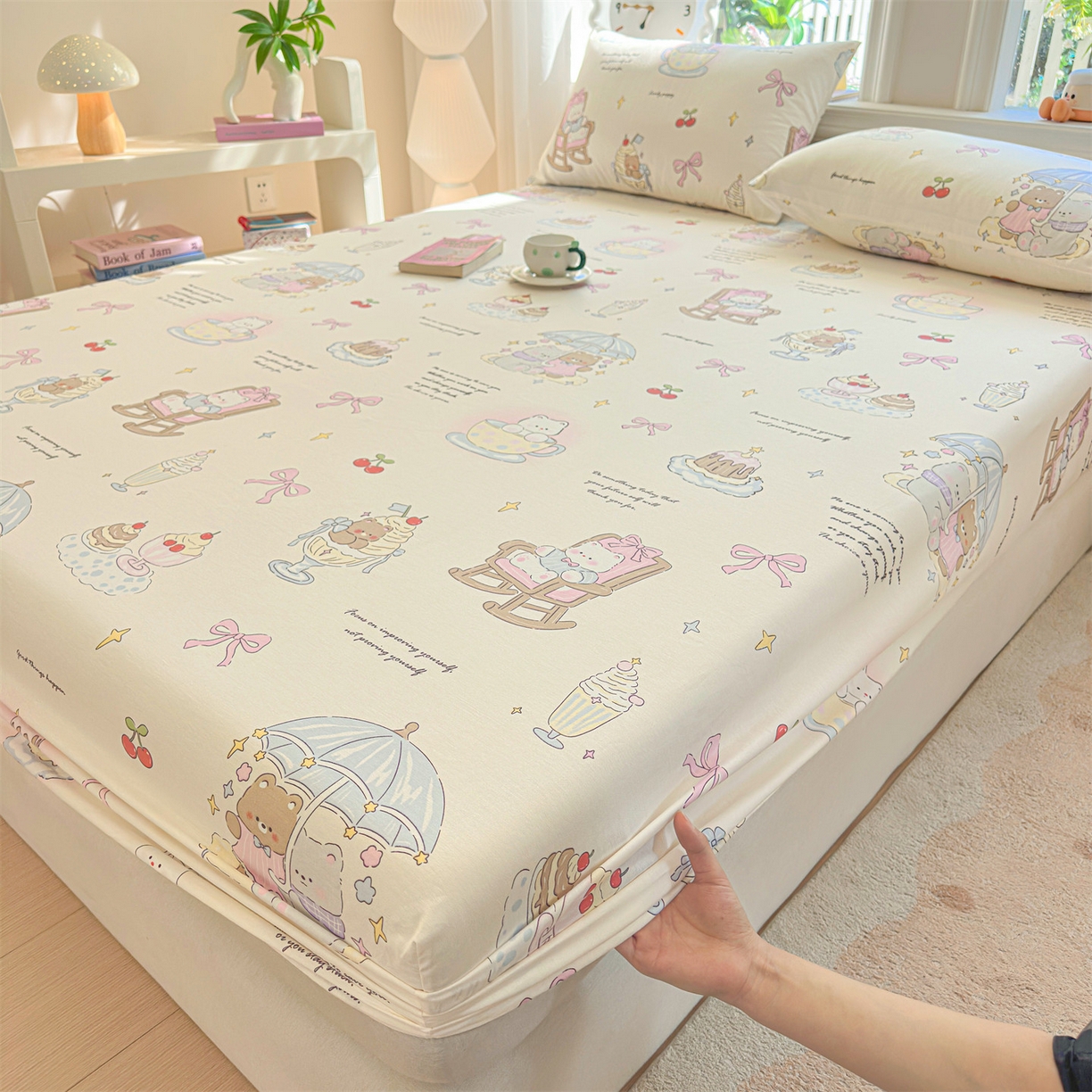 91家纺网 家纺一手货源 找家纺 女子家纺 2026新款全棉纯棉印花卡通单床笠 童年趣宝