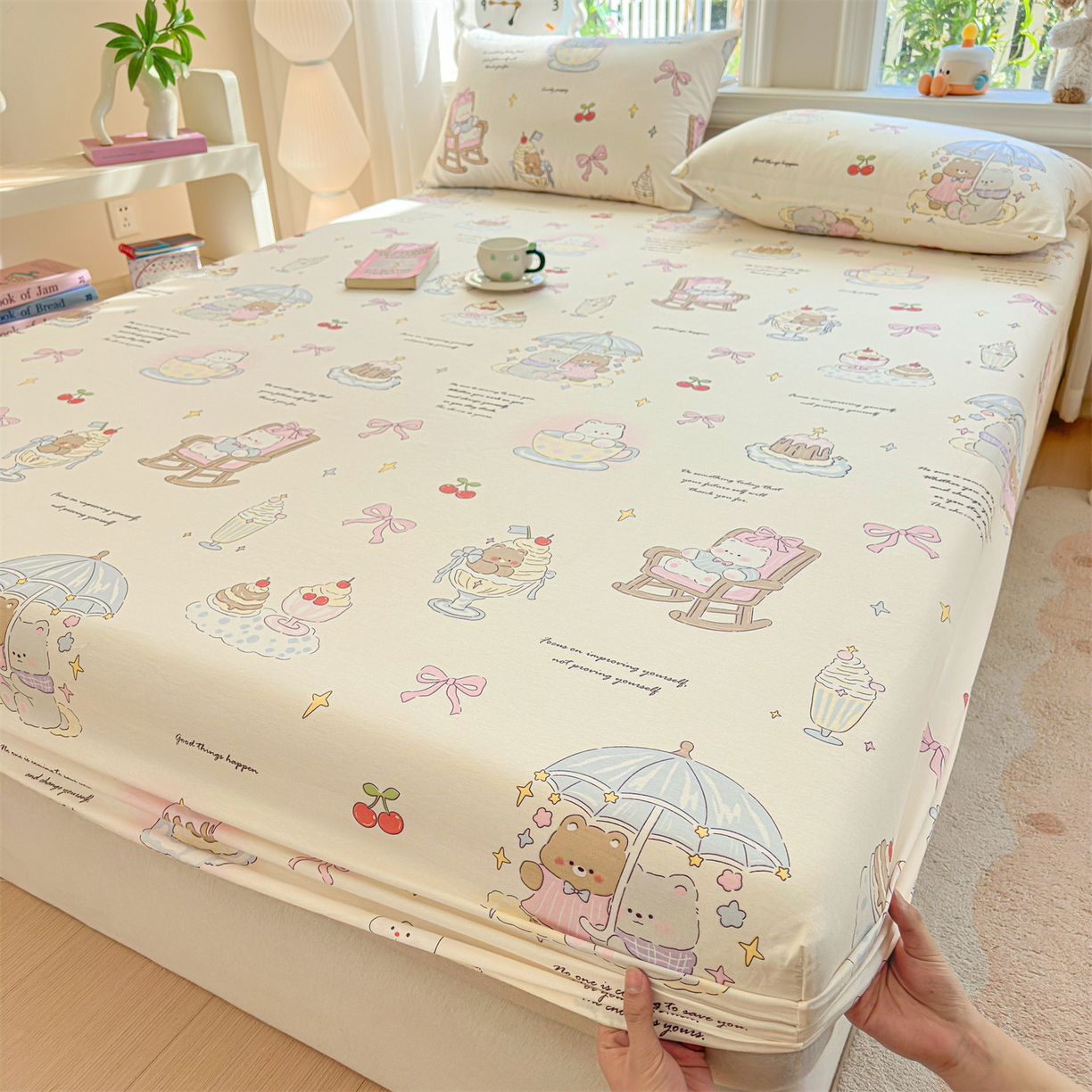 91家纺网 家纺一手货源 找家纺 女子家纺 2026新款全棉纯棉印花卡通单床笠 童年趣宝