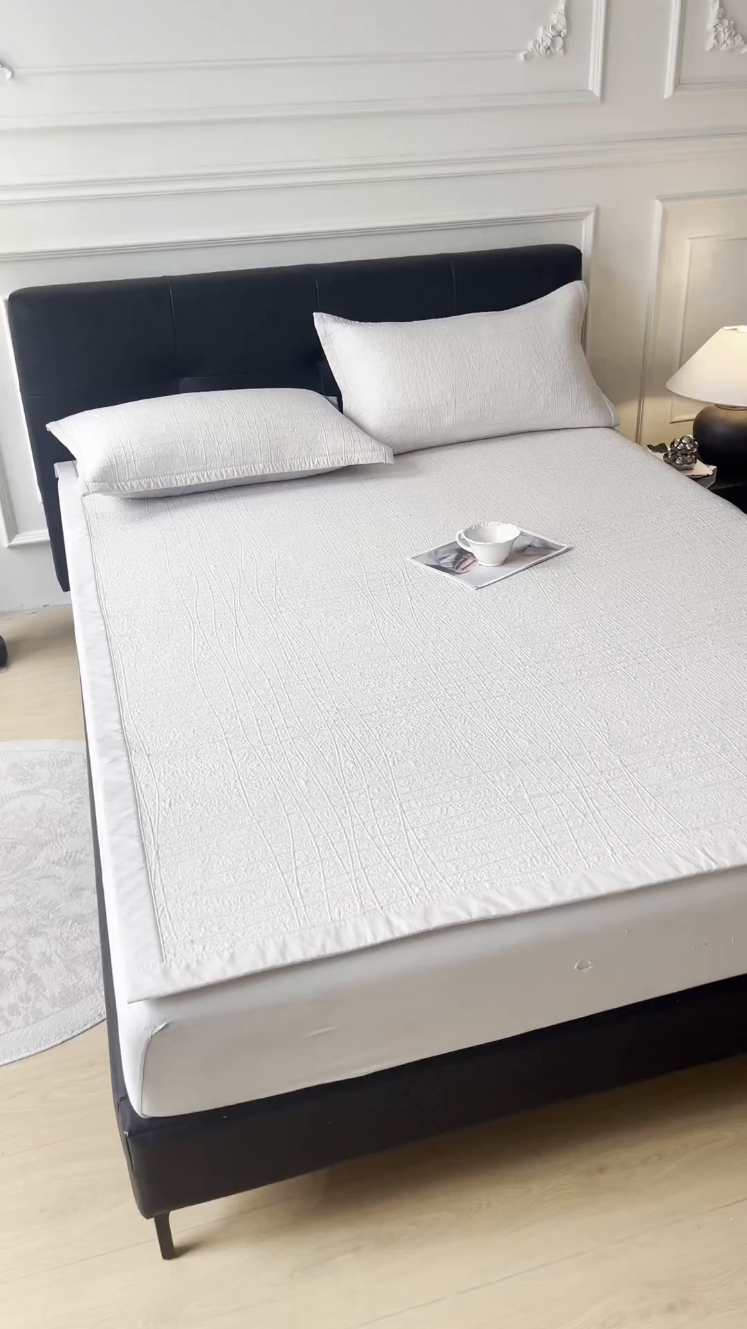 91家纺网 家纺一手货源 找家纺 耐思家纺 2026新款复合三明治PE乙纶提花冰豆豆凉席罗马曲线系列（提供买家秀） 罗马曲线-卡其床席款