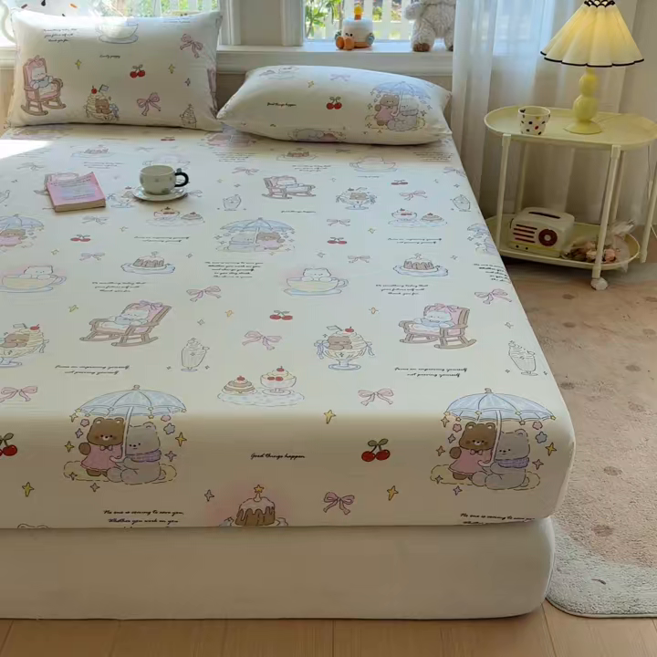 91家纺网 家纺一手货源 找家纺 女子家纺 2026新款全棉纯棉印花卡通单床笠 童年趣宝