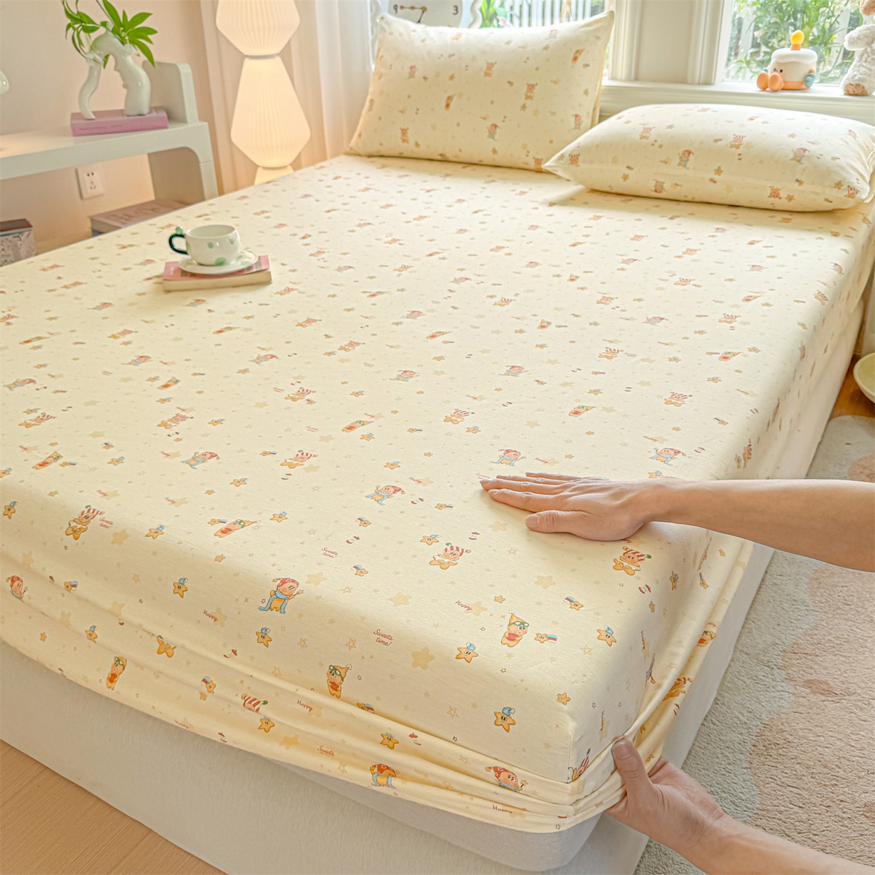 女子家纺 2026新款全棉纯棉印花卡通单床笠 芝士星星仔