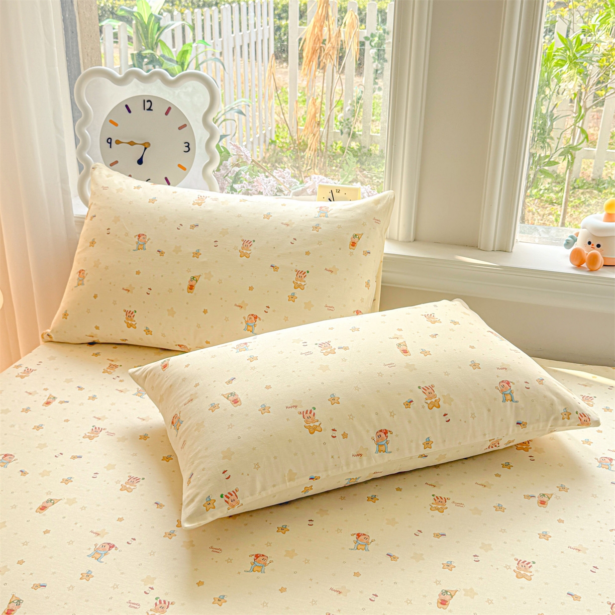 91家纺网 家纺一手货源 找家纺 女子家纺 2026新款全棉纯棉印花卡通单床笠 芝士星星仔