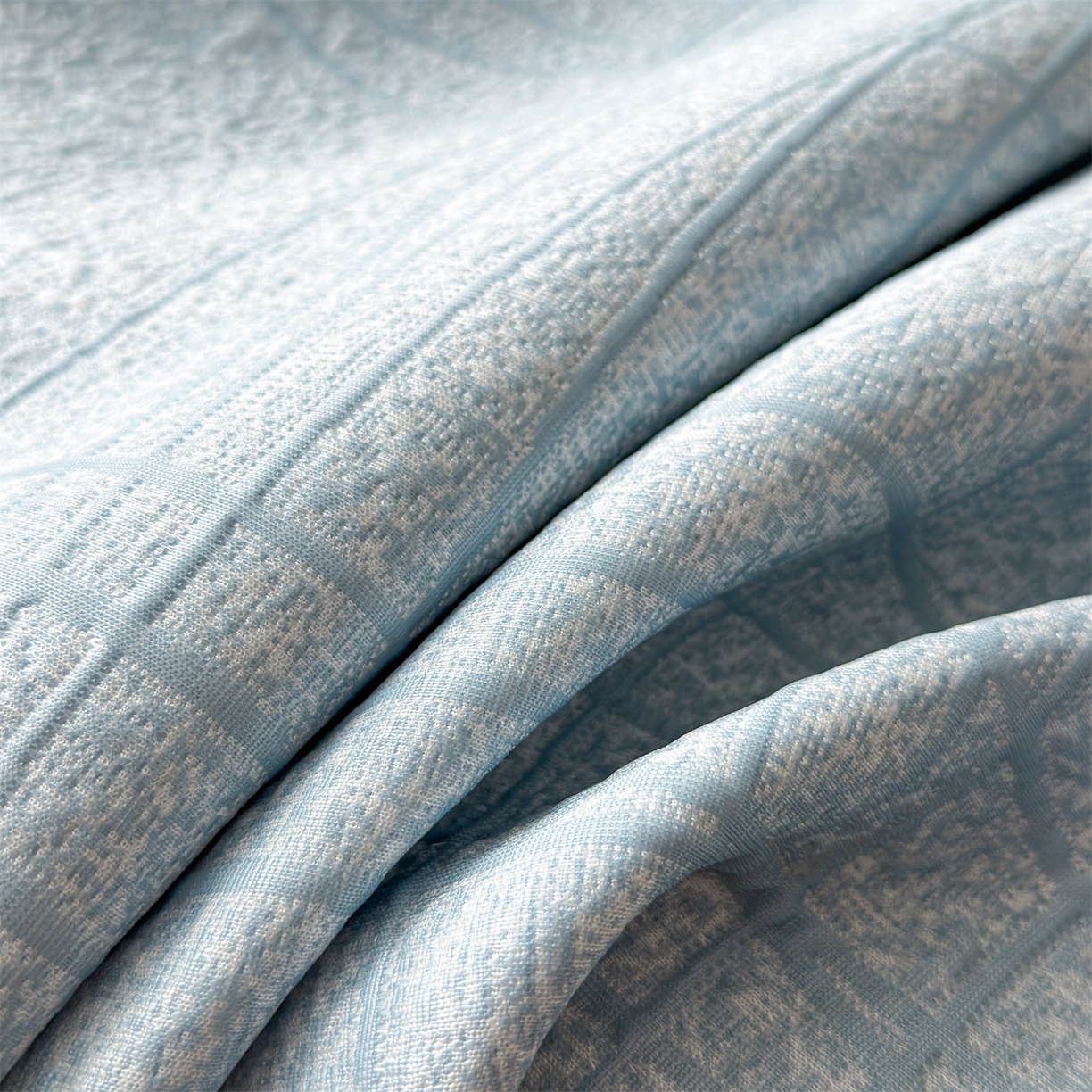 91家纺网 家纺一手货源 找家纺 耐思家纺 2026新款复合三明治PE乙纶提花冰豆豆凉席罗马曲线系列（提供买家秀） 罗马曲线-蓝床席款