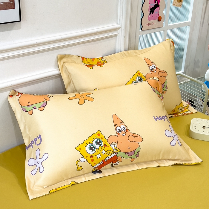 91家纺网 家纺一手货源 找家纺 云恋家纺 2026新款正版授权卡通冰丝夏凉被夏被空调被四件套 夏被-嘟嘟海绵宝宝