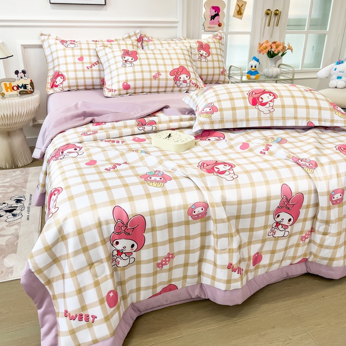 91家纺网 家纺一手货源 找家纺 云恋家纺 2026新款正版授权卡通冰丝夏凉被夏被空调被四件套 夏被-格格美乐蒂