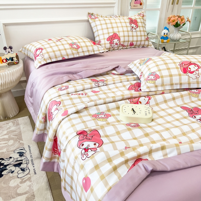 91家纺网 家纺一手货源 找家纺 云恋家纺 2026新款正版授权卡通冰丝夏凉被夏被空调被四件套 夏被-格格美乐蒂