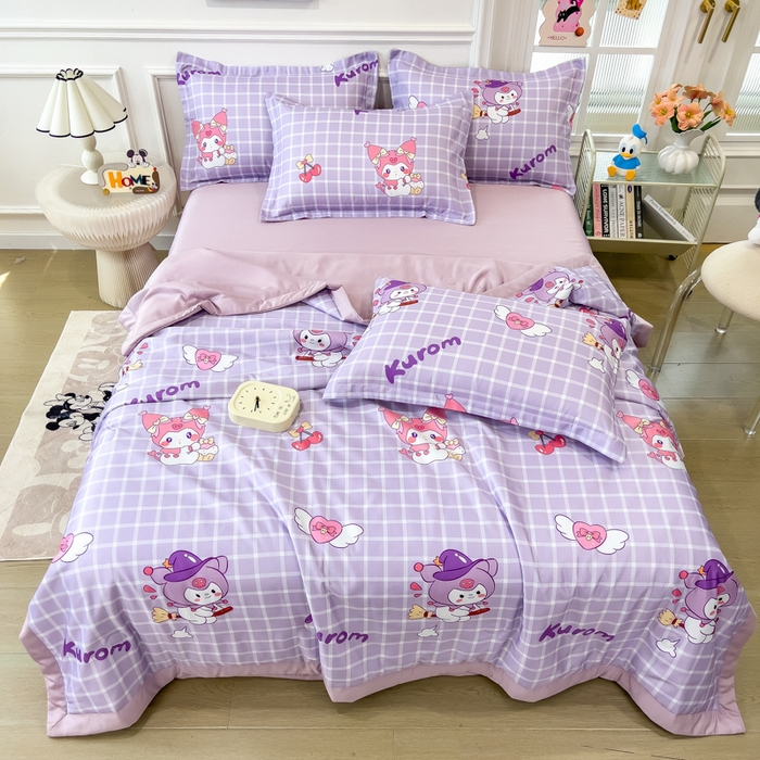 91家纺网 家纺一手货源 找家纺 云恋家纺 2026新款正版授权卡通冰丝夏凉被夏被空调被四件套 夏被-格格库洛米