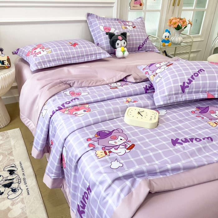 91家纺网 家纺一手货源 找家纺 云恋家纺 2026新款正版授权卡通冰丝夏凉被夏被空调被四件套 夏被-格格库洛米