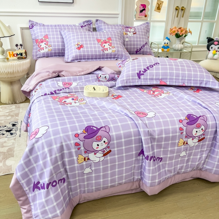 91家纺网 家纺一手货源 找家纺 云恋家纺 2026新款正版授权卡通冰丝夏凉被夏被空调被四件套 夏被-格格库洛米