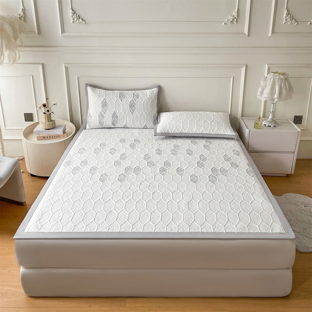 91家纺网 家纺一手货源 找家纺 （总）耐思家纺 2026新款高端三明治硅胶复合PE乙纶提花冰豆豆凉席空调席韩版NIS系列（提供买家秀）床席款