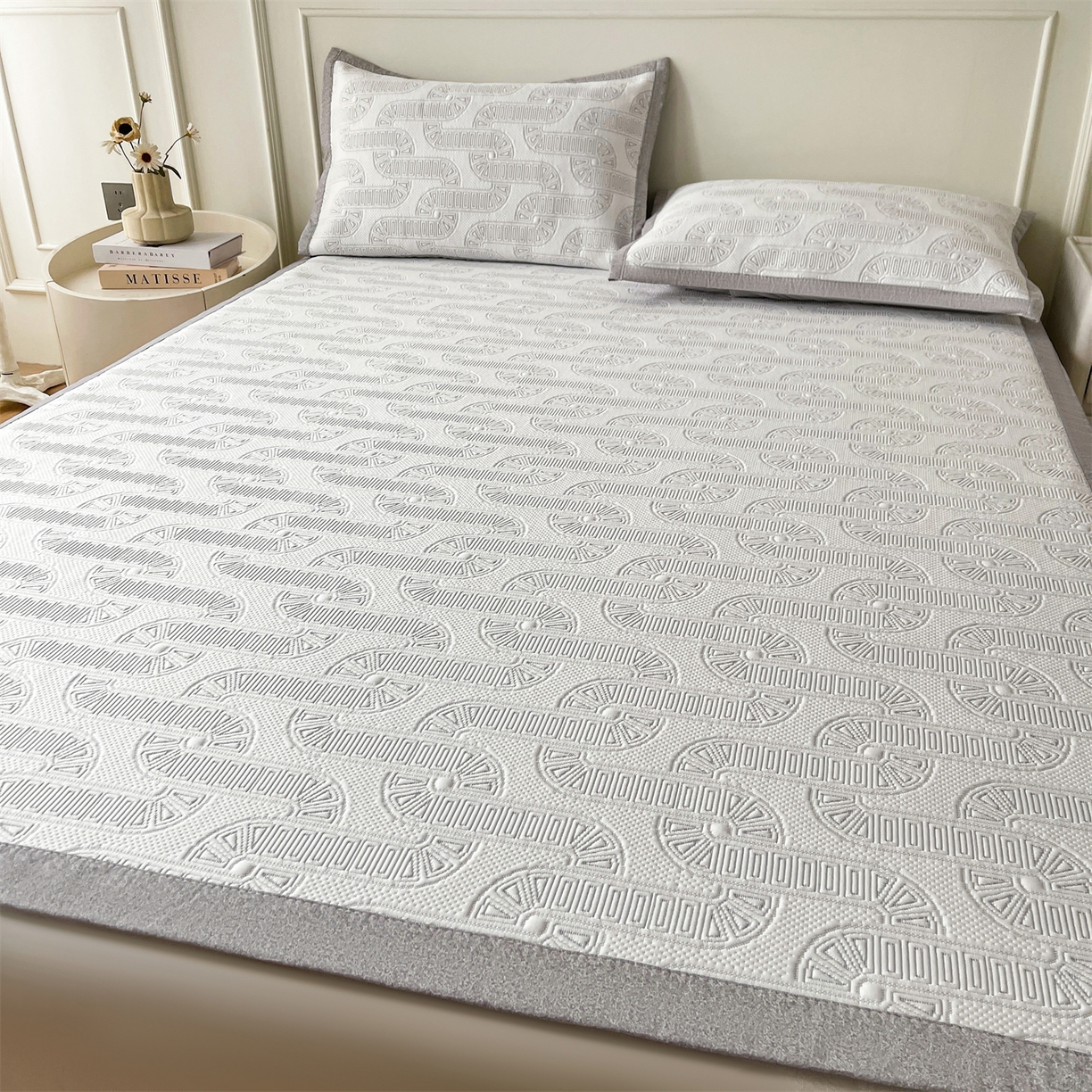 耐思家纺 2026新款高端三明治硅胶复合PE乙纶提花冰豆豆凉席空调席韩版NIS系列（提供买家秀）床席款 韩INS-云间环