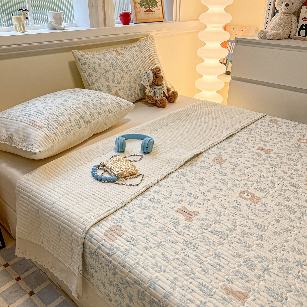 91家纺网 家纺一手货源 找家纺 舒居家纺 2026春夏新款花边款全棉印花单床盖 床盖单件（第一批） 森林小镇