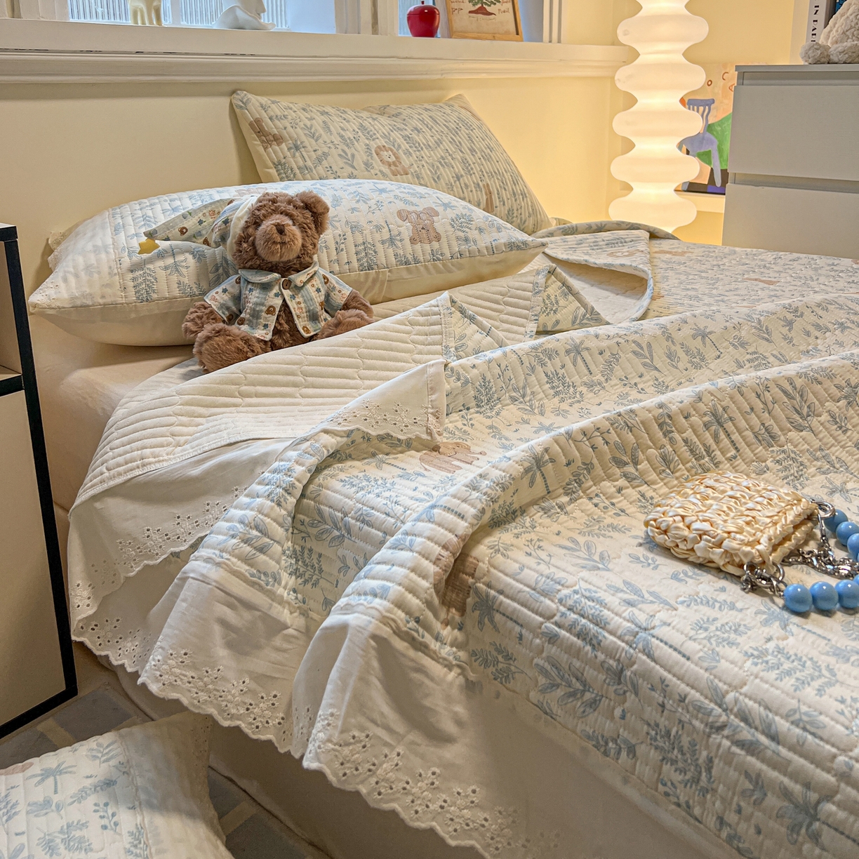 91家纺网 家纺一手货源 找家纺 舒居家纺 2026春夏新款花边款全棉印花单床盖 床盖单件（第一批） 森林小镇