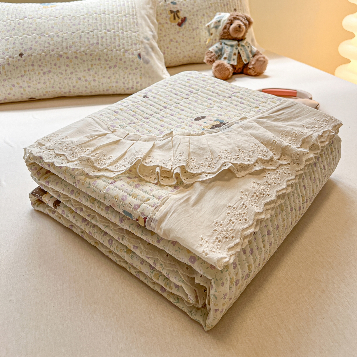 舒居家纺 2026春夏新款花边款全棉印花单床盖 床盖单件（第一批） 碎花学院