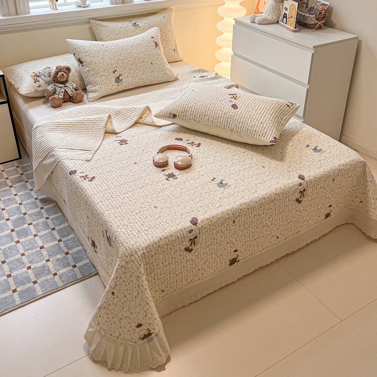 91家纺网 家纺一手货源 找家纺 舒居家纺 2026春夏新款花边款全棉印花单床盖 床盖单件（第一批） 碎花学院