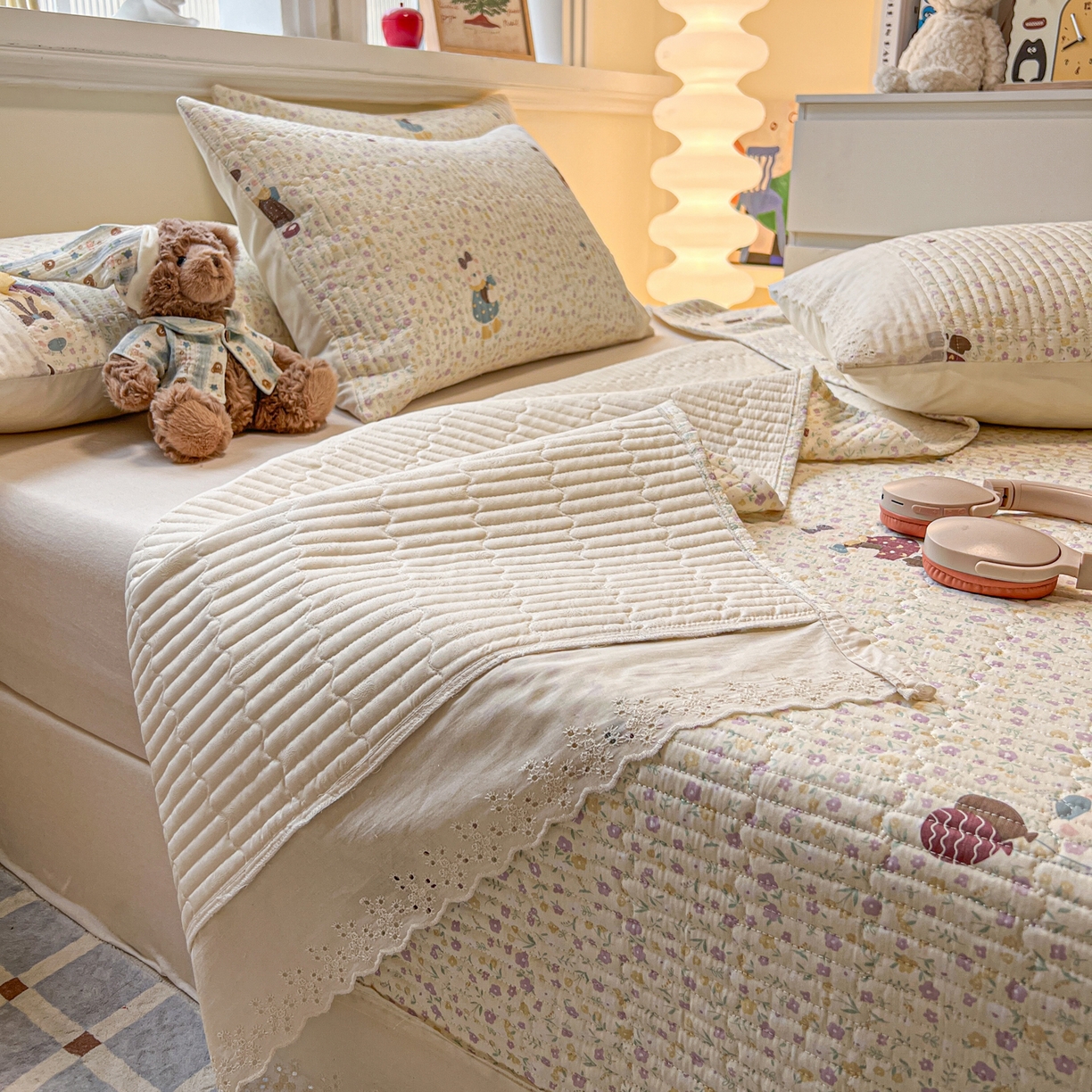 91家纺网 家纺一手货源 找家纺 舒居家纺 2026春夏新款花边款全棉印花单床盖 床盖单件（第一批） 碎花学院