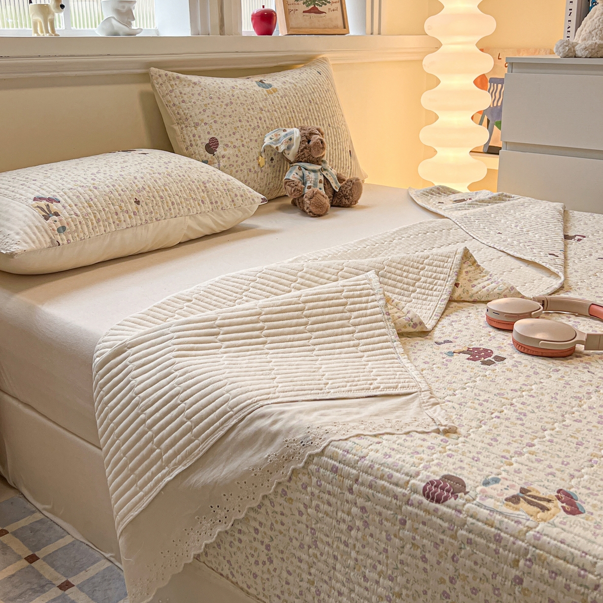 91家纺网 家纺一手货源 找家纺 舒居家纺 2026春夏新款花边款全棉印花单床盖 床盖单件（第一批） 碎花学院