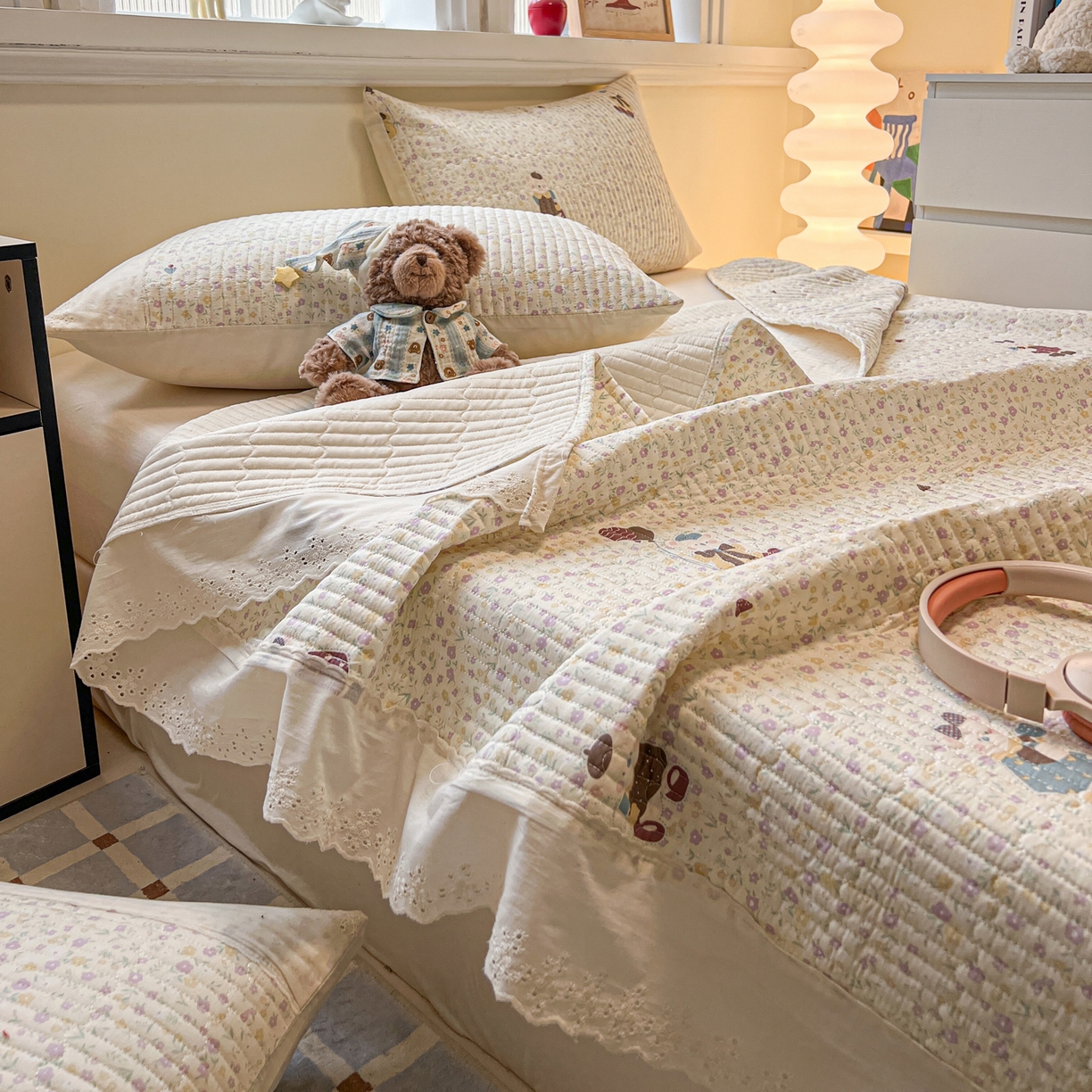 91家纺网 家纺一手货源 找家纺 舒居家纺 2026春夏新款花边款全棉印花单床盖 床盖单件（第一批） 碎花学院