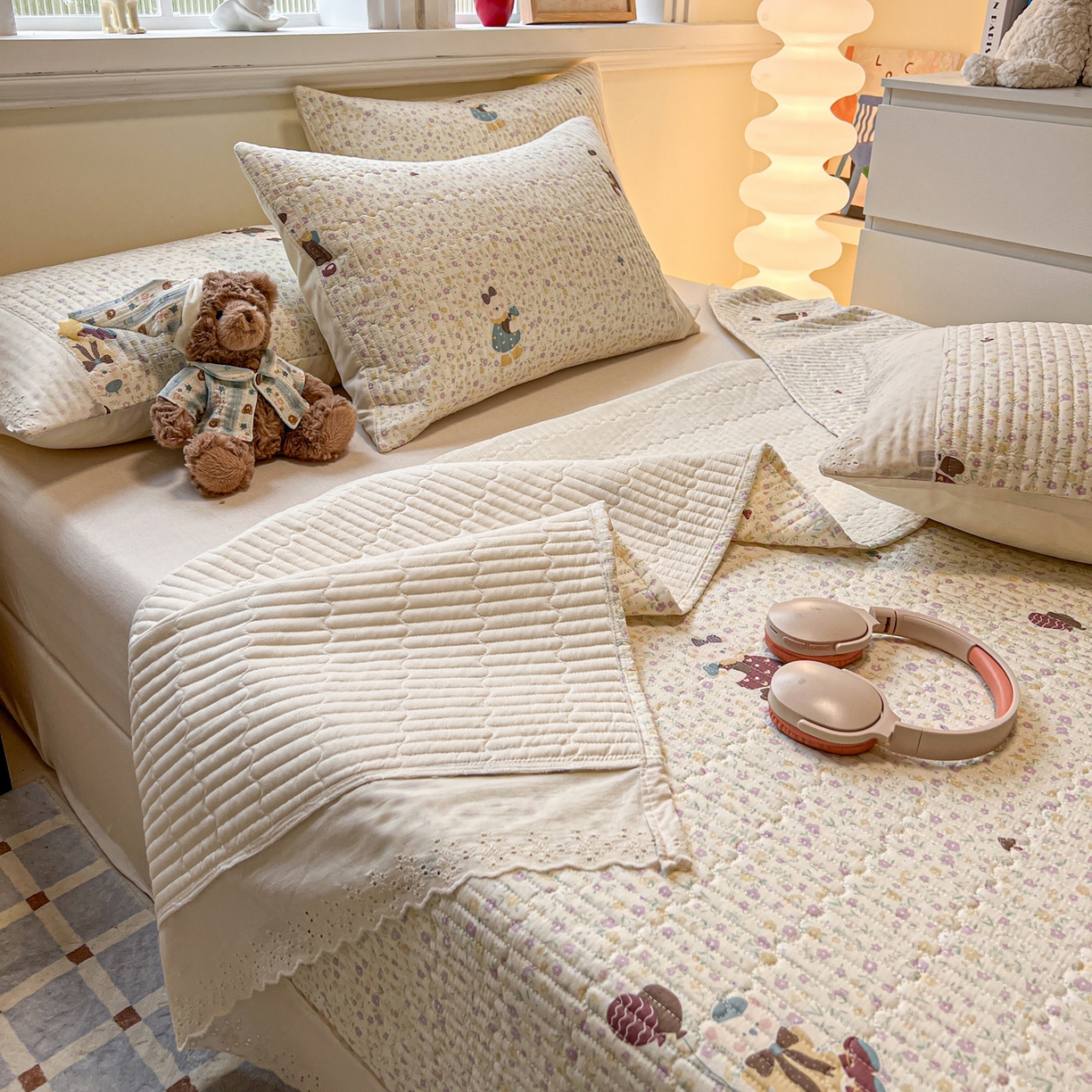 91家纺网 家纺一手货源 找家纺 舒居家纺 2026春夏新款花边款全棉印花单床盖 床盖单件（第一批） 碎花学院